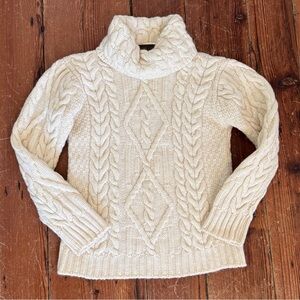 Irish Crafts 100% Wool Fisherman Sweater Cableknit Women's Medium Cream